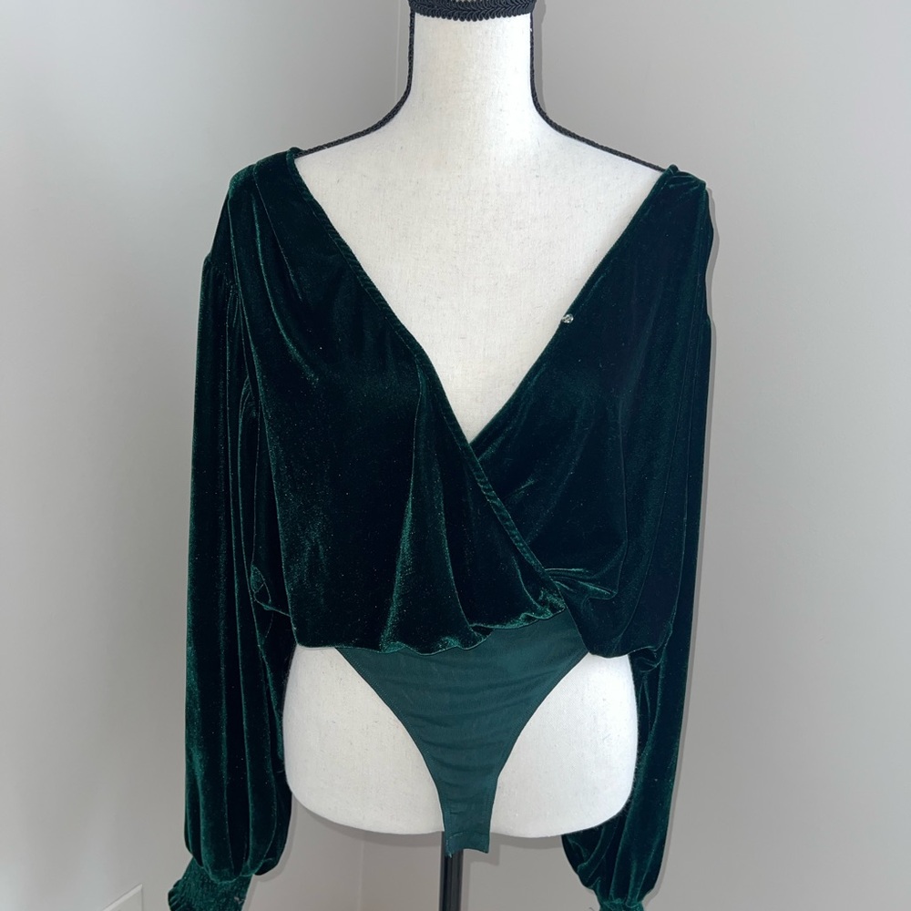 Deep Green Velvet Bodysuit